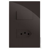 Conjunto Interruptor Paralelo + 1 Tomada 10a 4x2 - RECTA CHOLATE GLOSS